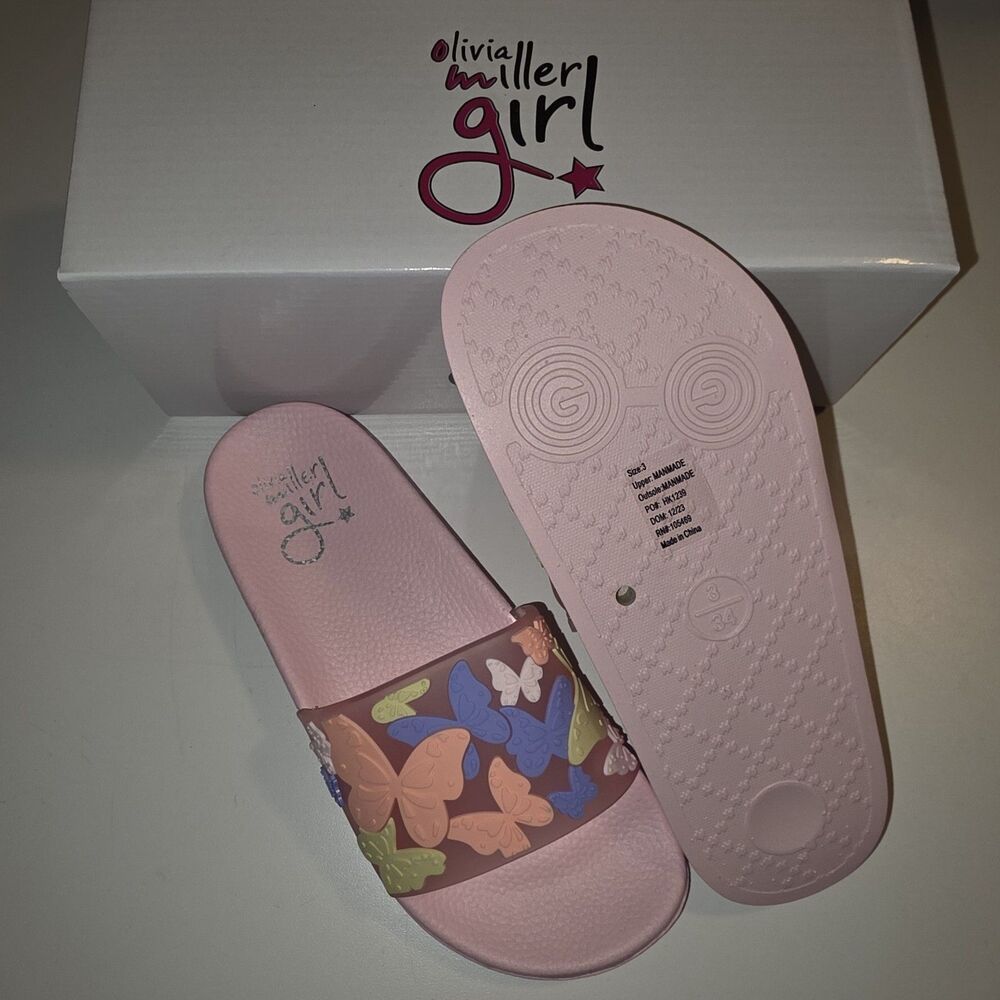 Olivia Miller Girl ~ Butterfly ~ Slide Sandals ~ Various Sizes ~ NIB